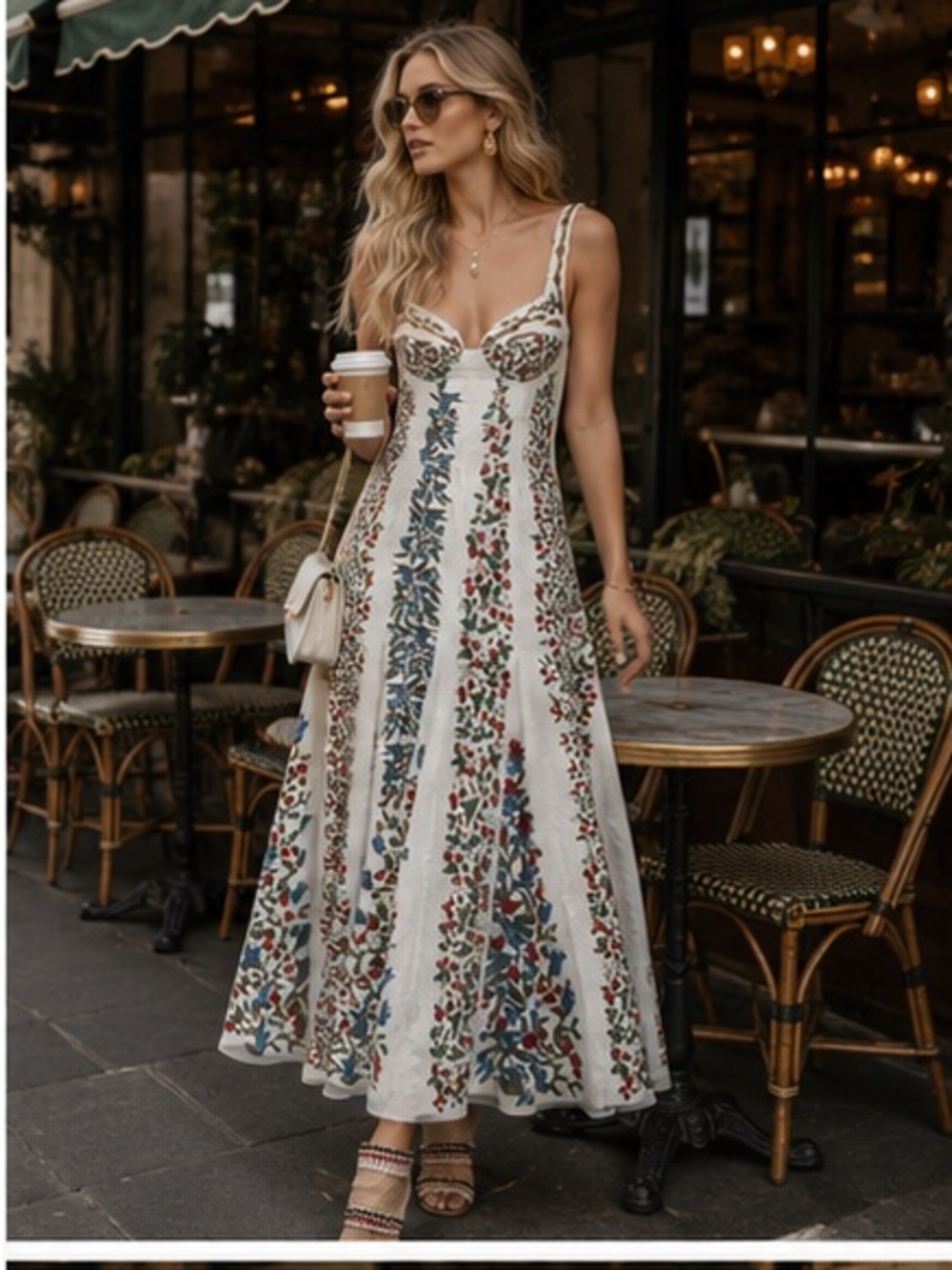 FARM Rio White Floral Panel Maxi Dress - Picture 2 of 16